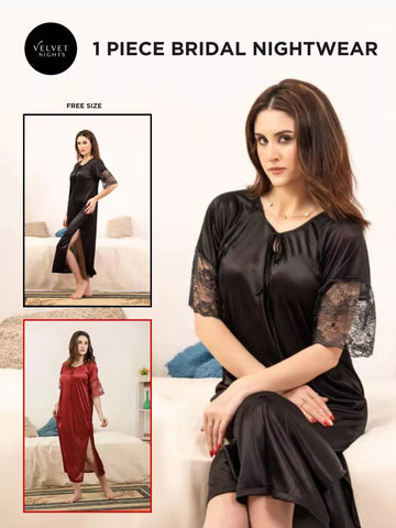 1 piece Satin Bridal Nightwear for Timeless Romance