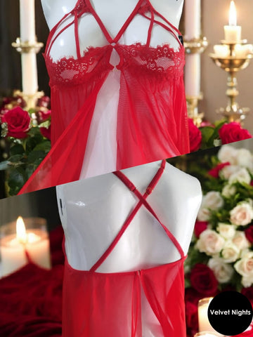 2-Piece Lingerie Set- Striped Net Satinš¤