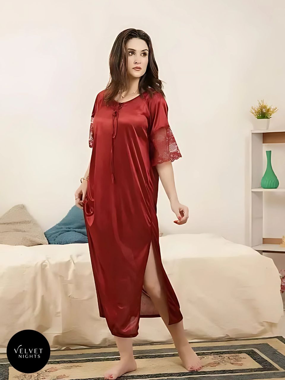 1 piece Satin Bridal Nightwear for Timeless Romance