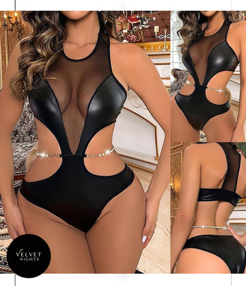 Midnight Cut-Out Mesh Bodysuit