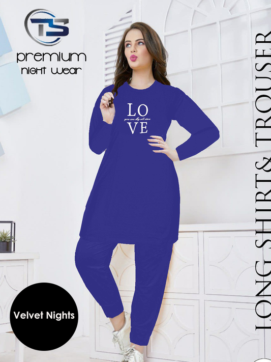 Azure Bliss – 2-Piece Cotton Long Night Suit for Everyday Comfort 💙✨