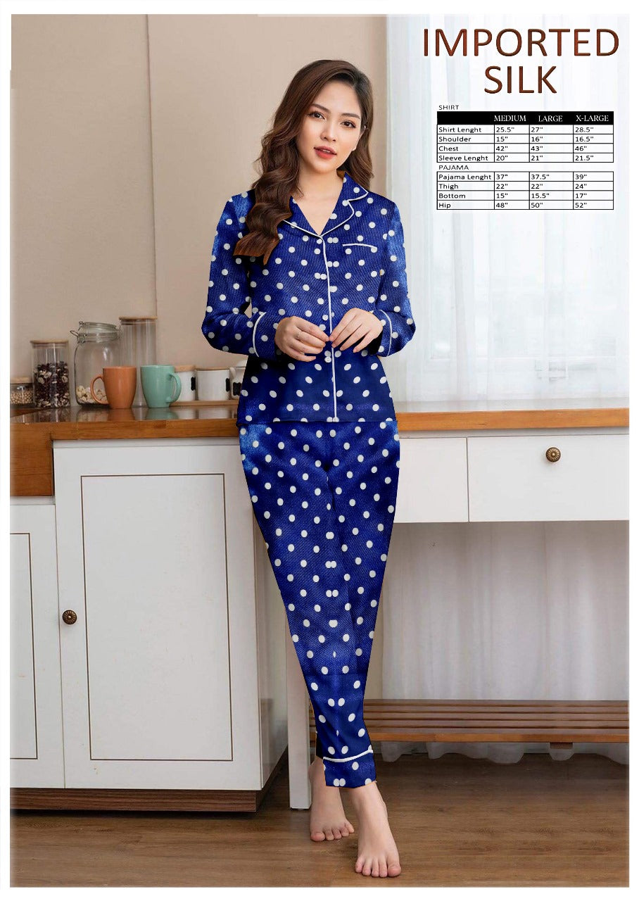 The Sapphire of your Eyes- 2 Piece Silk Night Suit
