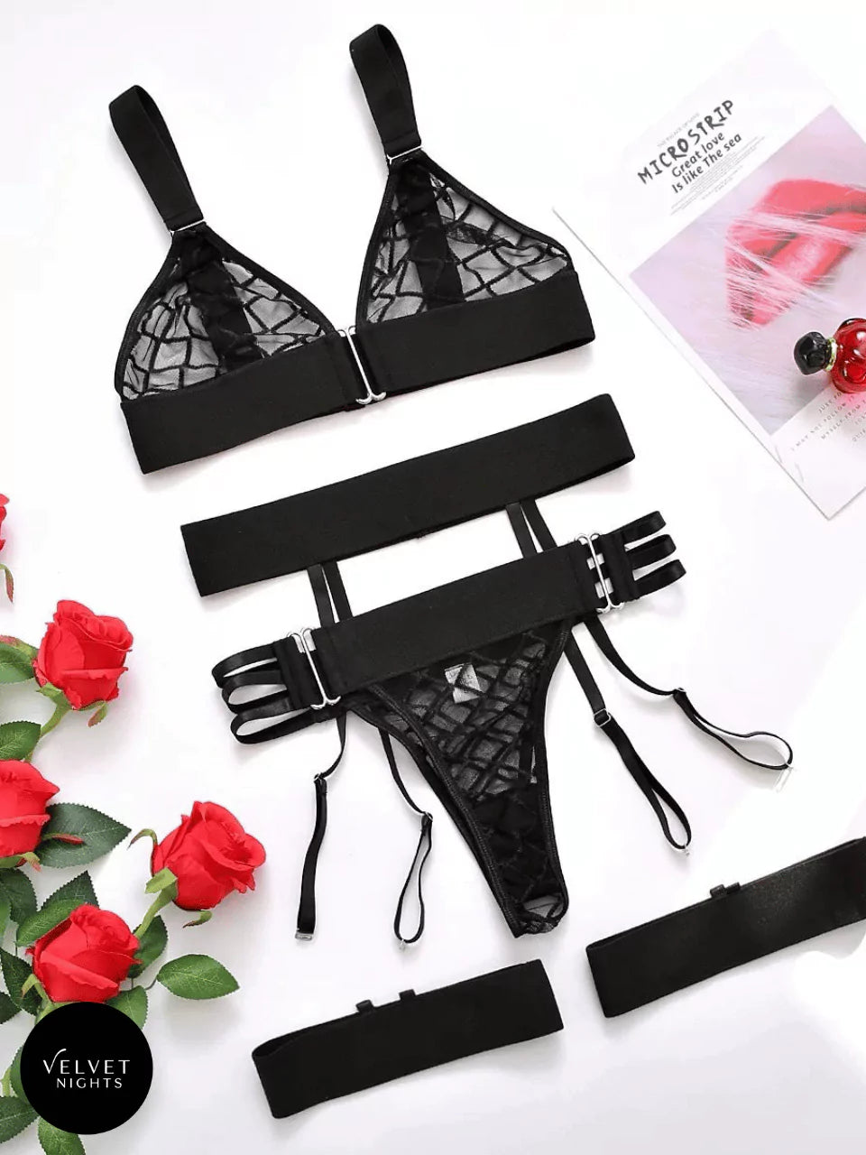 Noir Desire Net Lingerie Set