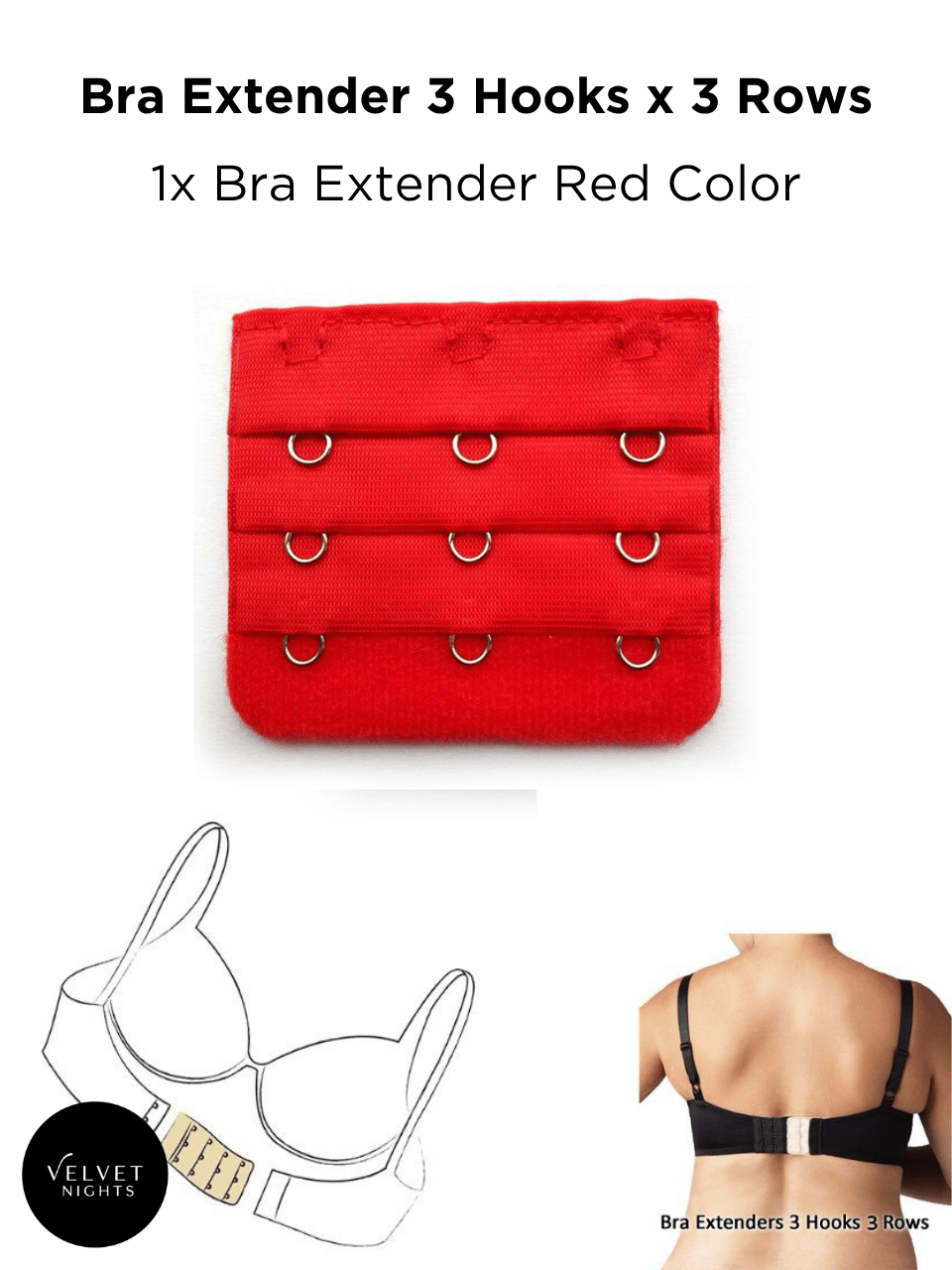 Pack of 4 Bra Extenders – 3 Hooks x 3 Rows