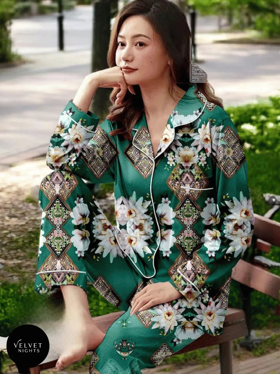 Sheer Emerald Softness 2 Piece Silk Night Suit