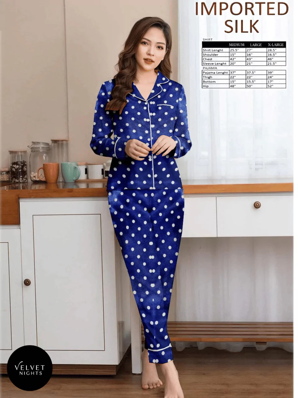 The Sapphire of your Eyes- 2 Piece Silk Night Suit