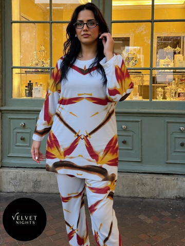 Sunlit Bloom – 2 Piece Silk Night Suit