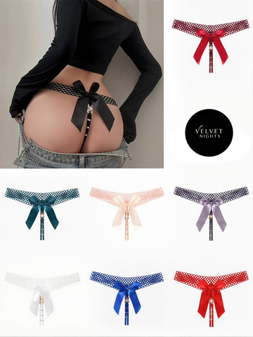 Seduction Bow Mesh Thong – Ultra Sexy Net Lace Panty
