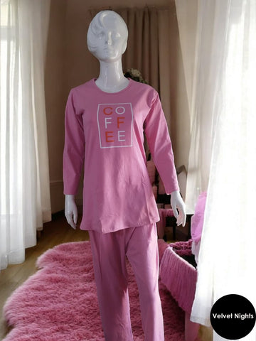 Cozy Coffee – Pink Cotton Pajama Set ☕💖