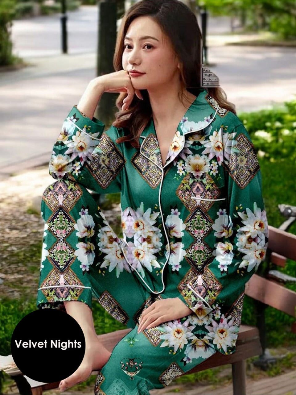 Sheer Emerald Softness 2 Piece Silk Night Suit