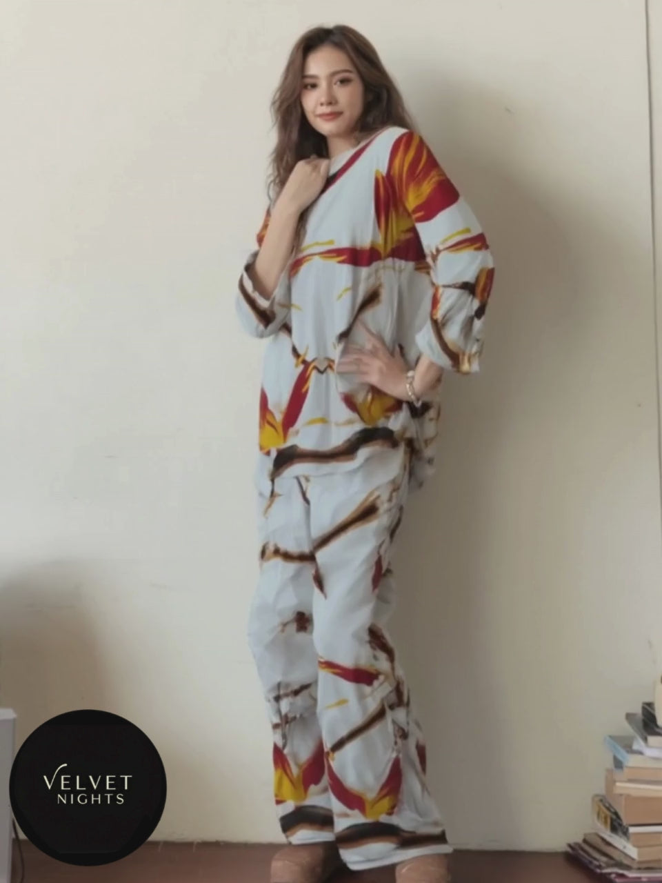 Sunlit Bloom – 2 Piece Silk Night Suit