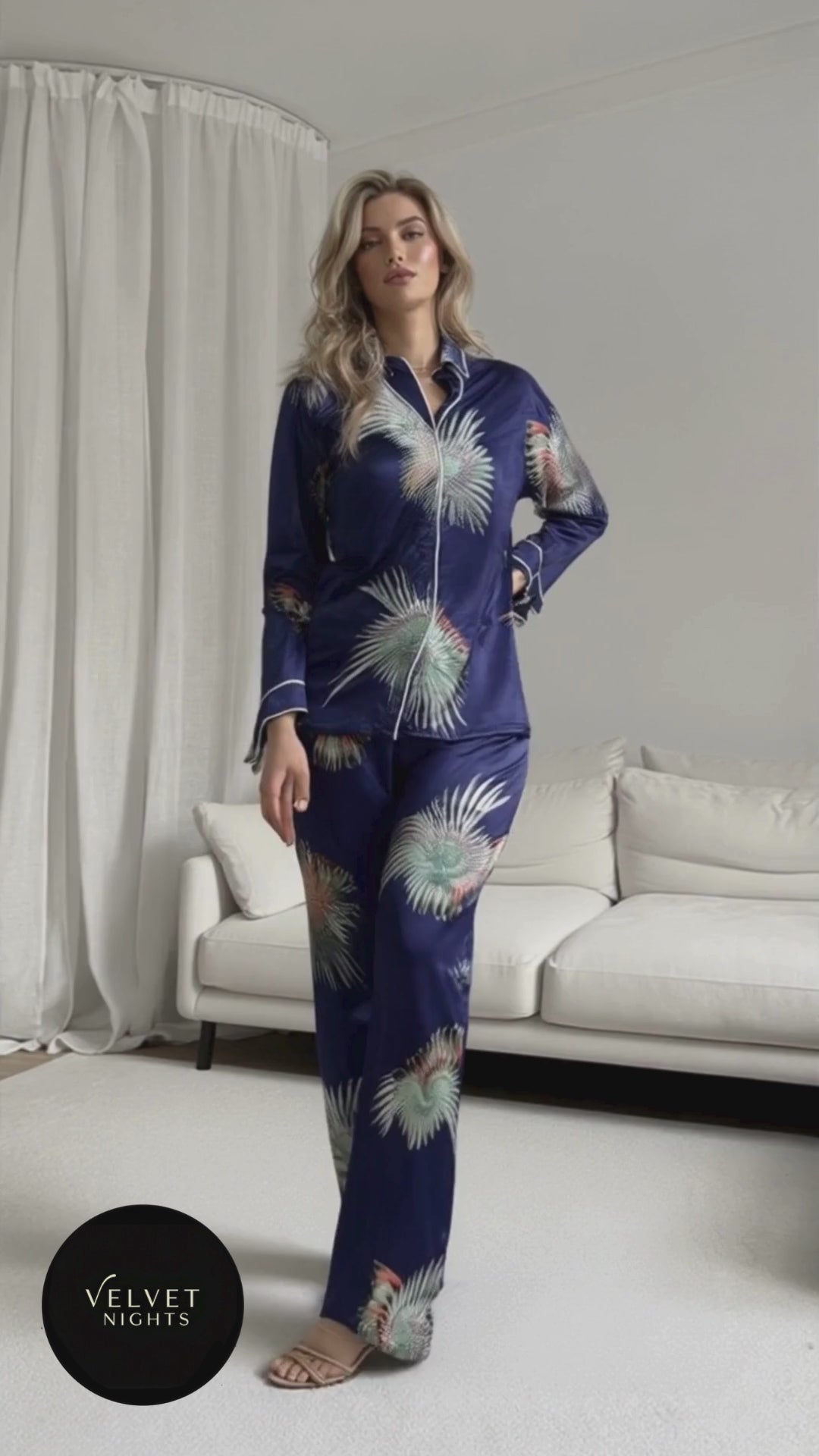 Spiraling Grace- 2 piece Silk Night Suit